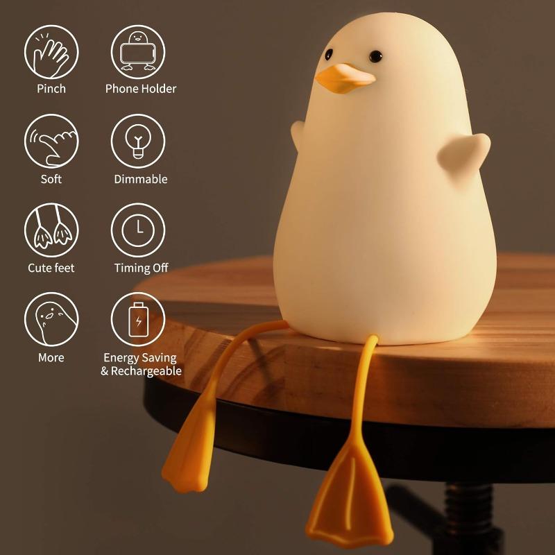 Cute Duck Night Light Gift for Teenage Girls Kawaii Room Decoration Night Light Cute Christmas Seagull Silicone Night Light