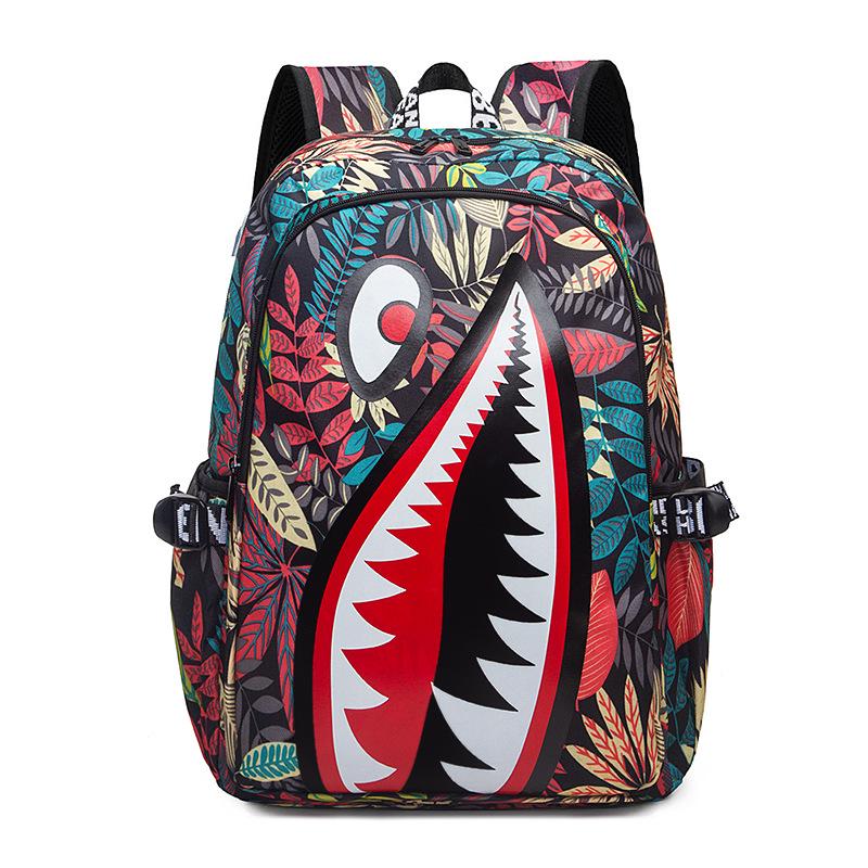 Shark Design Lightweight Oxford School Backpack for Boys