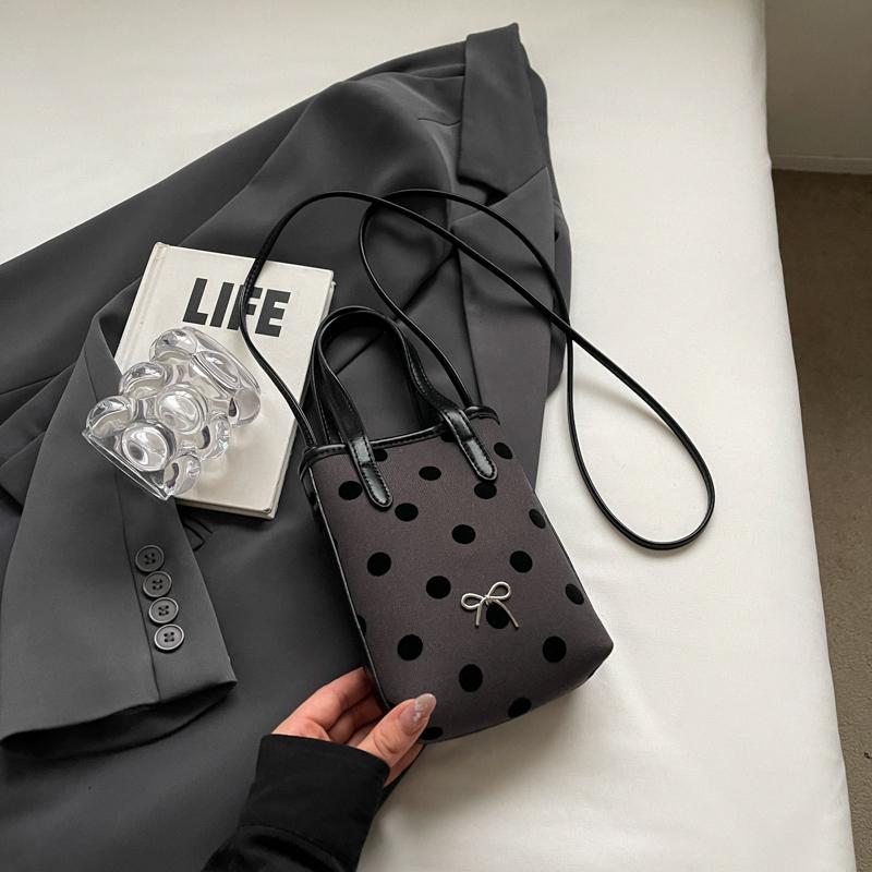 Simple Casual Crossbody Phone Bag for Women  Trendy Bow Hasp Design Mini Bucket Bag Lady Fashion Lipstick Purse