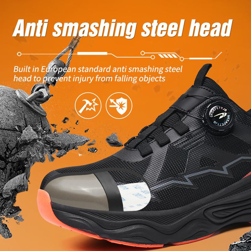 Rotating Button Steel Toe Shoes Safety Boots Men Anti-Smash Anti Puncture Work Sneakers Lightweight Protection Shoes Work Boots