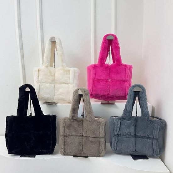 Fluffy Shoulder Bag Women Plush Handbag Fuzzy Tote Large Capacity Furry Purse for Daily