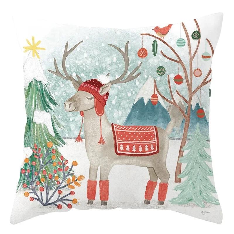 2024 neue Schneeflocke Elch Weihnachten Kissenbezug Sofa Ornament Büro Sitzkissen Abdeckung Schlafzimmer Dekoration Urlaub Geschenk