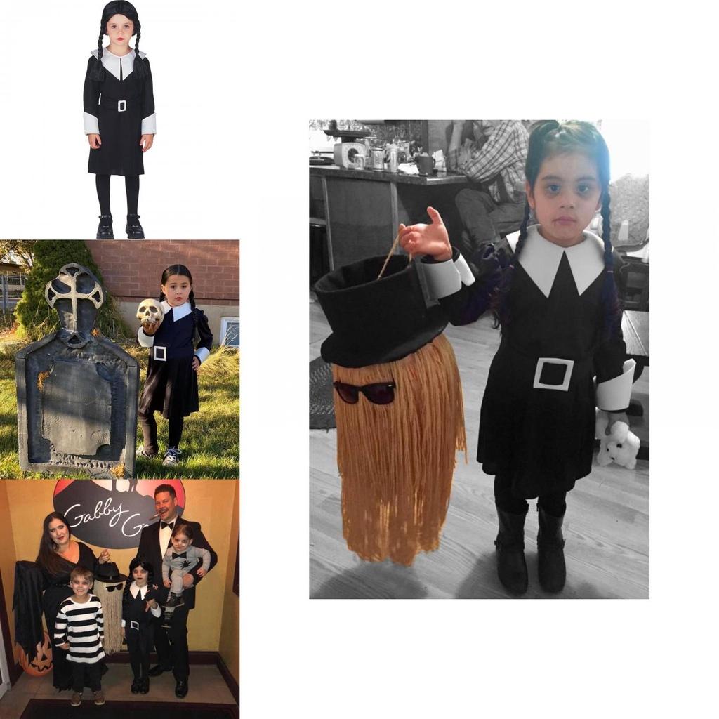 The Addams Family Wednesday Black Dress Goth Costume For Children Ages 3-12