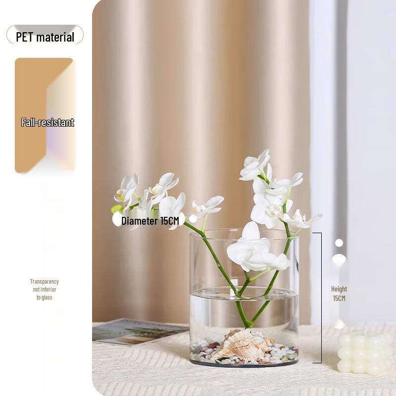 Große zylindrische PET-Kunststoffvase 15x15cm