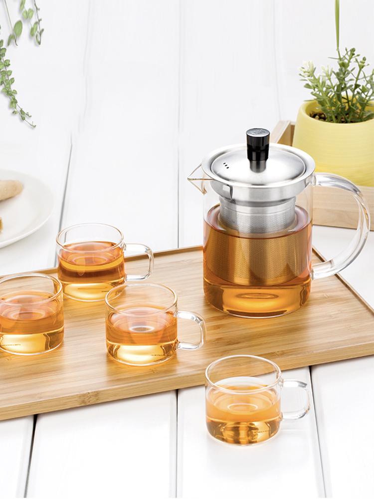 SAMADOYO-Teiera in Vetro Resistente al Calore, Teiera di Grande Capacità, Separazione e Filtrazione di Tè e Acqua, Teiera Domestica