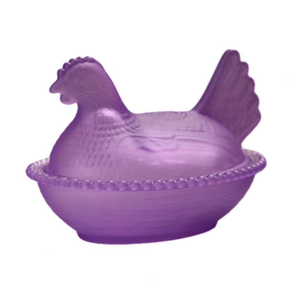 

Vintage Glass Chicken Shaped Dish With Lid Hen on Nest Candy Dish Dessert Storage Plate Table Decorations фиолетовый