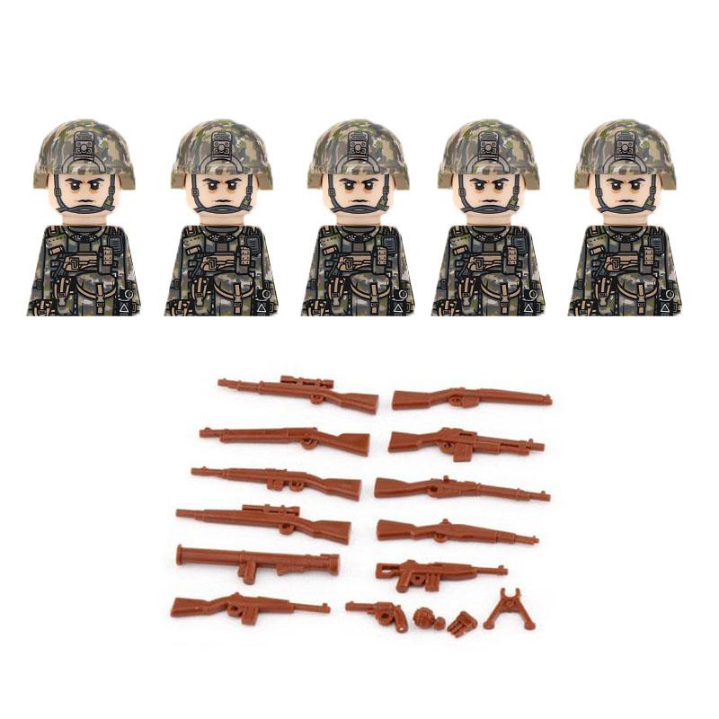 MOC Militär Sowjetischer US-Soldat Figur Baustein Kavallerie Pilot Westlicher Cowboy Detektiv Waffe Schwert Umhang Kinder Spielzeug Geschenk K148