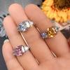Super Flash Princess Square Ring Female, Pink Zircon Eight Hearts Eight Arrows Imitation Diamond Ring