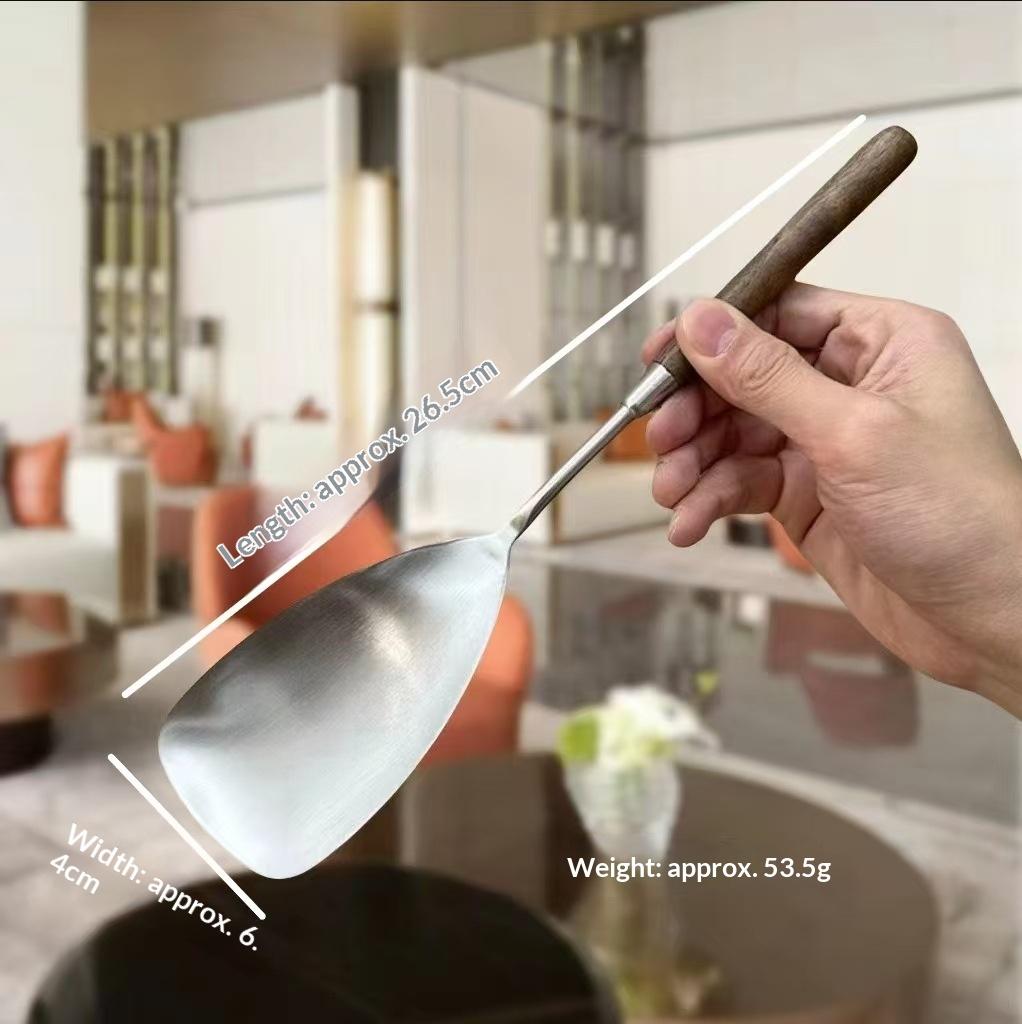 Stainless Steel Soup Scoop Wooden Long Handle Cooking Shovel Scoop Restaurant Hotpot Soup Porridge Spoon Kitchen Tableware