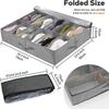 Under Bed Shoe Storage Organizer Fits 12 Pair Sneakers, Sturdy Structure Ultra Thick Fabic Sneaker Storage, Foldable Shoe Boxes