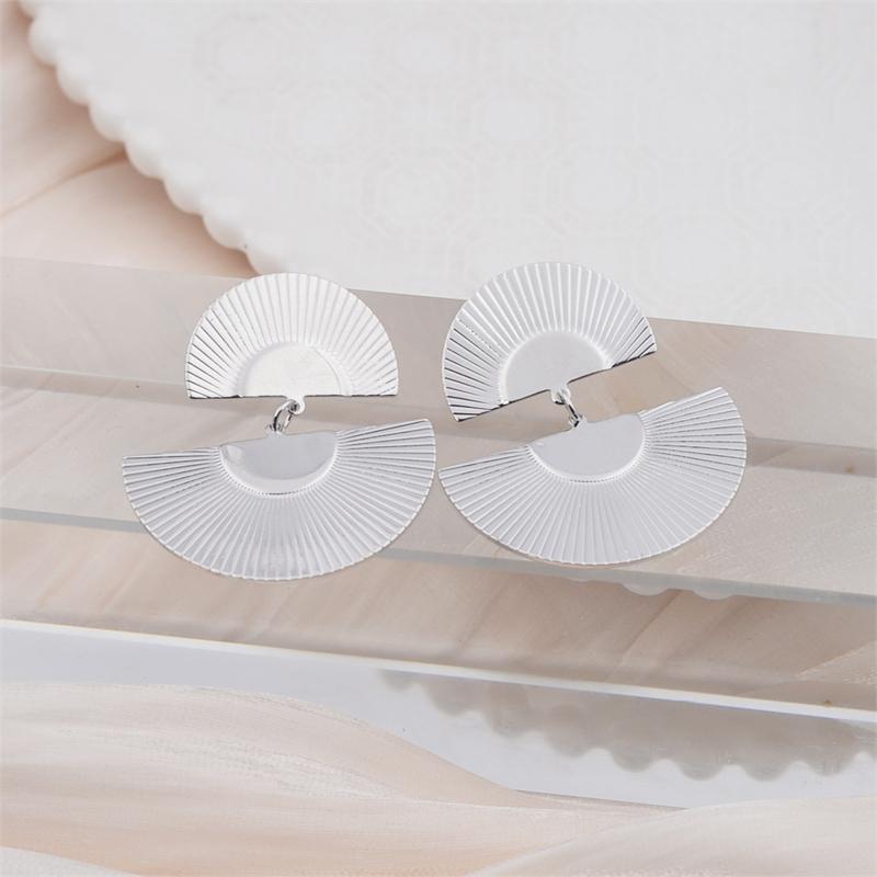 Double-layers Fan Shape Women's Hanging Earrings Uneven Semicircular Pendants Drop Earrings Hyperbole Ear Jewelry 2026 New
