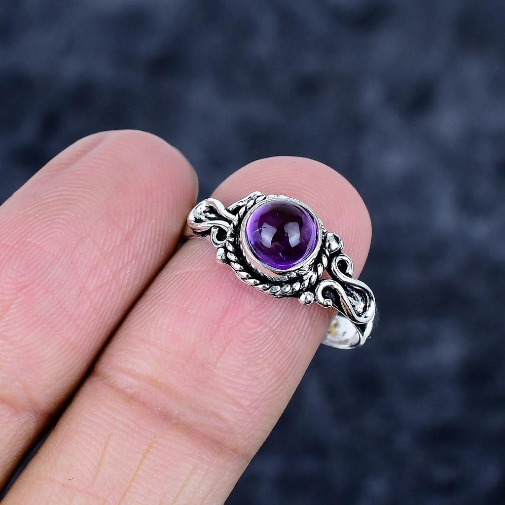 Sage Amethyst Gemstone Handmade 925 Sterling Silver Jewelry Ring Size 9 MM-3445