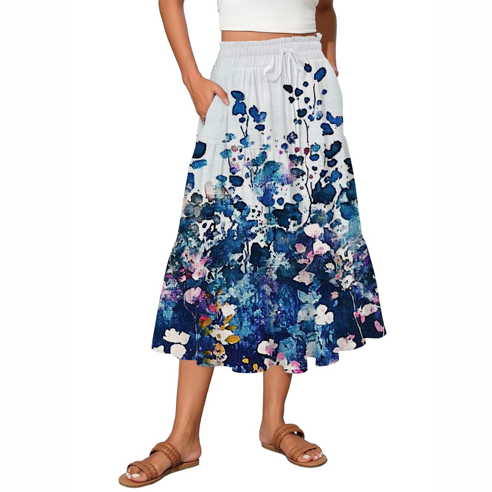 

Женская винтажная градиентная струящаяся расклешенная юбка-макси с оборками L хаки