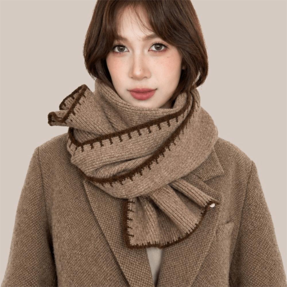 Thicken Knitted Scarfs Large Plush Neckerchief Bandana Winter Scarf Women