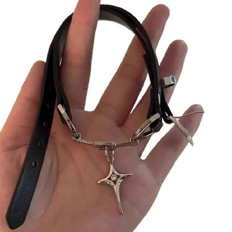 Crosses Pendant Chokers Necklace Craft Of PU Leather For Trendy Layer Necklace Looks