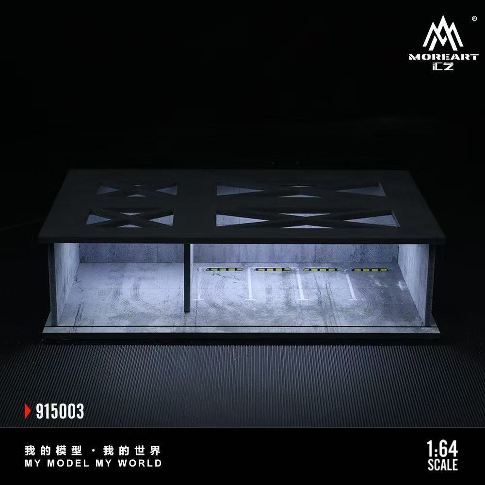 Meer Kunst 1:64 Auto Garage Diorama Modellen Set Montage Verlichting Scène Modelauto Model Parkeerplaats Miniatuur Scène Doos