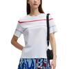 FILA Emerald Series Striped Round Neck Casual Letter Short Sleeve T-Shirt Women T-Shirts White F11W434105F-WT