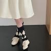 Argyle Pattern Wool Knitted Turn Cuffs Leg Warmers for Women and Students Cold Weather Foot Covers Footless Calf Socks