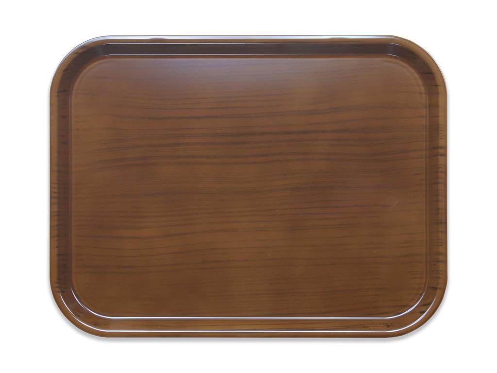 TATSU-CRAFT Pino Non-Slip Tray, 39cm, Wood Grain, Dark Mocha, Non-Slip, Microwave-Safe, Stylish Plastic, Available In Large, Small, Deep, Square, and