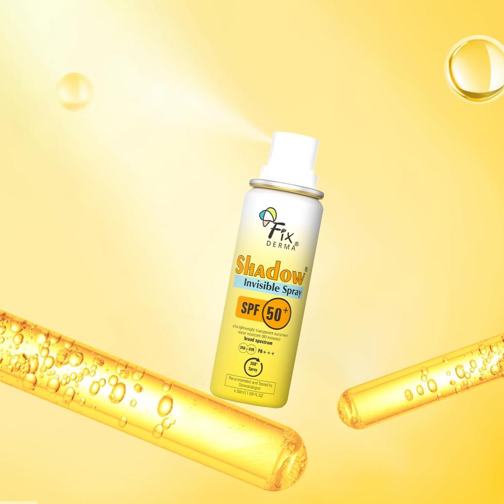 Fixderma Shadow SPF 50+ PA+++ Invisible Spray | Ultra Lightweight Transparent Sunscreen | Water Resistant Broad Spectrum UVA&UVB Sunscreen Water Re
