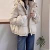 Baumwollwattierte Jacke Damen Herbst und Winter Kurz Große Größe Locker Baumwollwattierte Jacke Kleine Kapuze Mode Warm Lässig Jacke