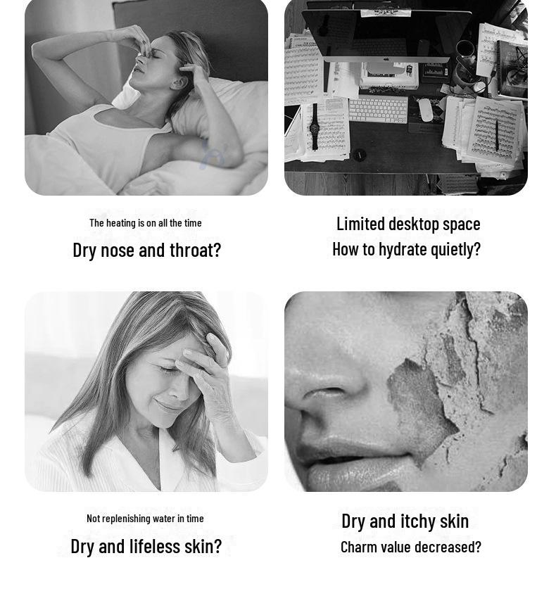 Large Capacity USB Desktop Humidifier - Portable Mini Air Purifier for Home, Bedroom, Office