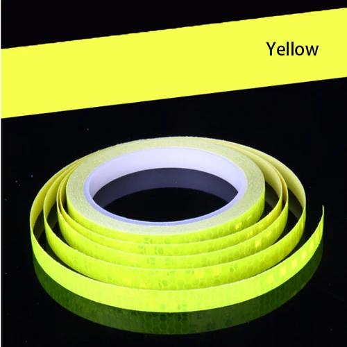 1cmx8m Bike Reflective Stickers Cycling Fluorescent Reflective Tape MTB Bicycle Adhesive Tape Safety Decor Sticker Accessories жёлтый