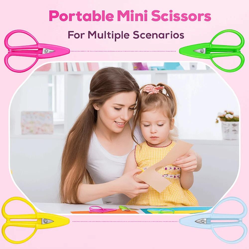 Mini Small Sharp Scissors with Cover Stainless Steel Craft Scissors Portable Silicone Soft Handle Tiny Detail Scissor