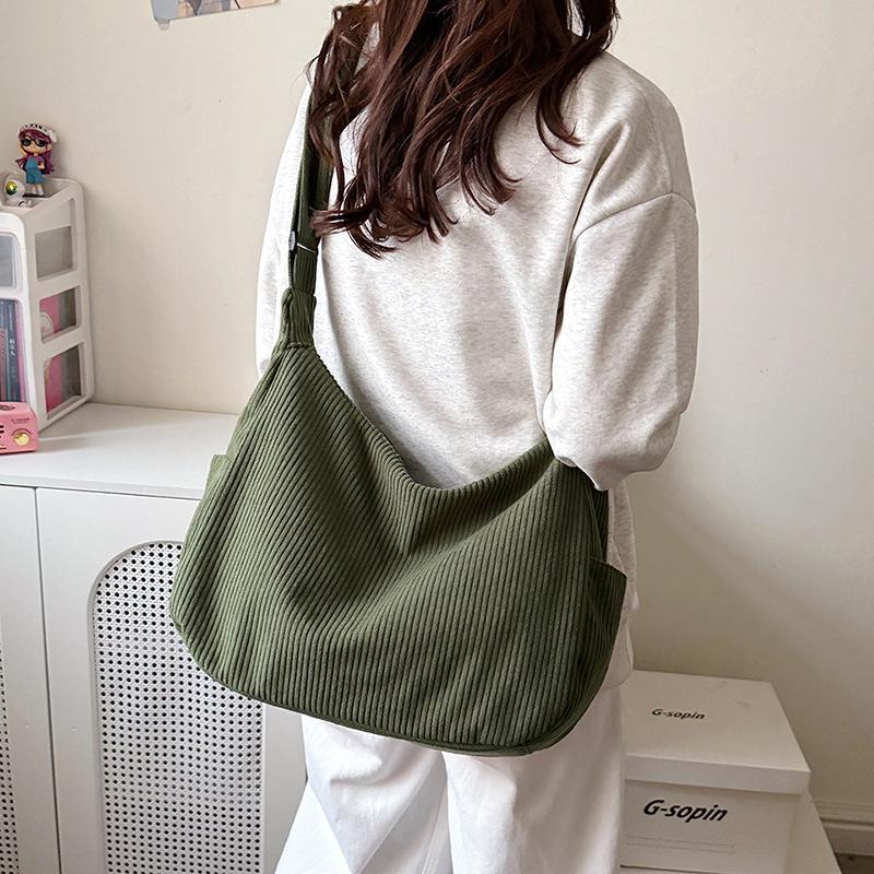 Borsa Hobo in Velluto a Coste con Silhouette Morbida e Cadente Tasche Laterali Ideale per l'Uso Quotidiano Casual da Donna