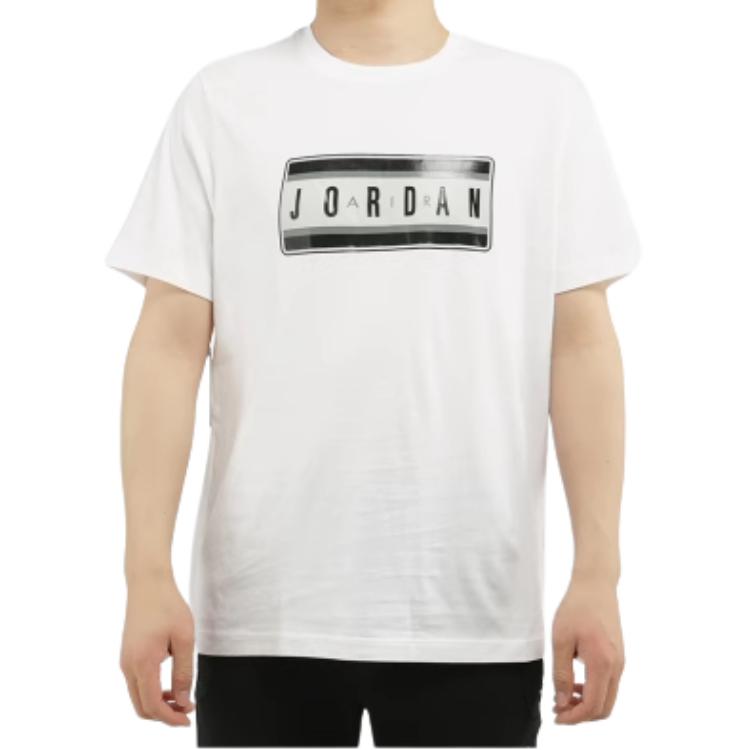 Jordan T Shirts Men's White Crew Neck Moderate Straight Fit CJ6247-100