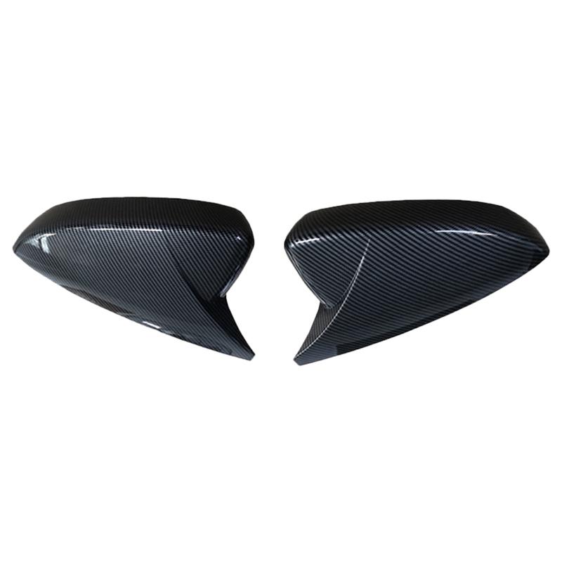 2pcs Glossy Black/ Carbon Fiber Car Side Door Rearview Mirror Cover Cap Sticker Trim for Mazda 3 Axela