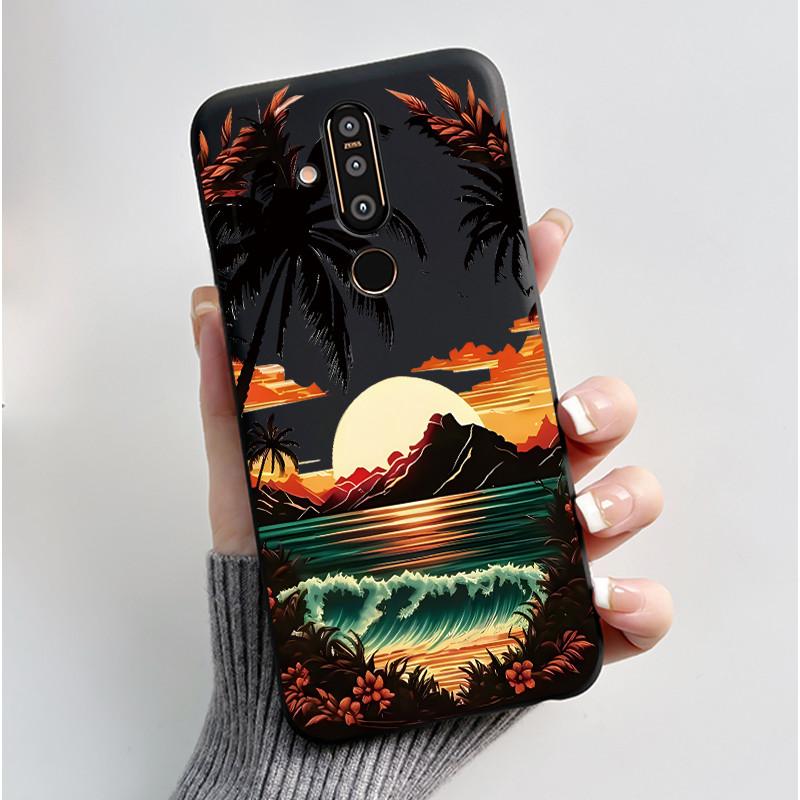 Case For Nokia 8.1 Plus/Nokia X71 Phone Casing Vast Grasslands With Beautiful WildFlowers Pattern Soft Black Anti-Scratch Case
