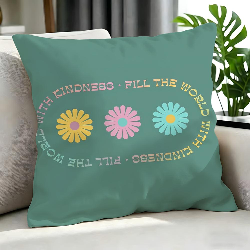 Vintage DRetro Daisy Positive Text Cushion Cover Cushion Cover Set Pcs x x x Pillowcase Decorative Sofa Home Decor