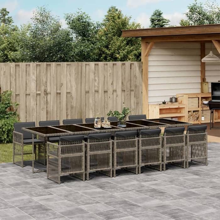 VidaXL Ensemble à manger de jardin 13 pcs gris résine tressée 3210944
