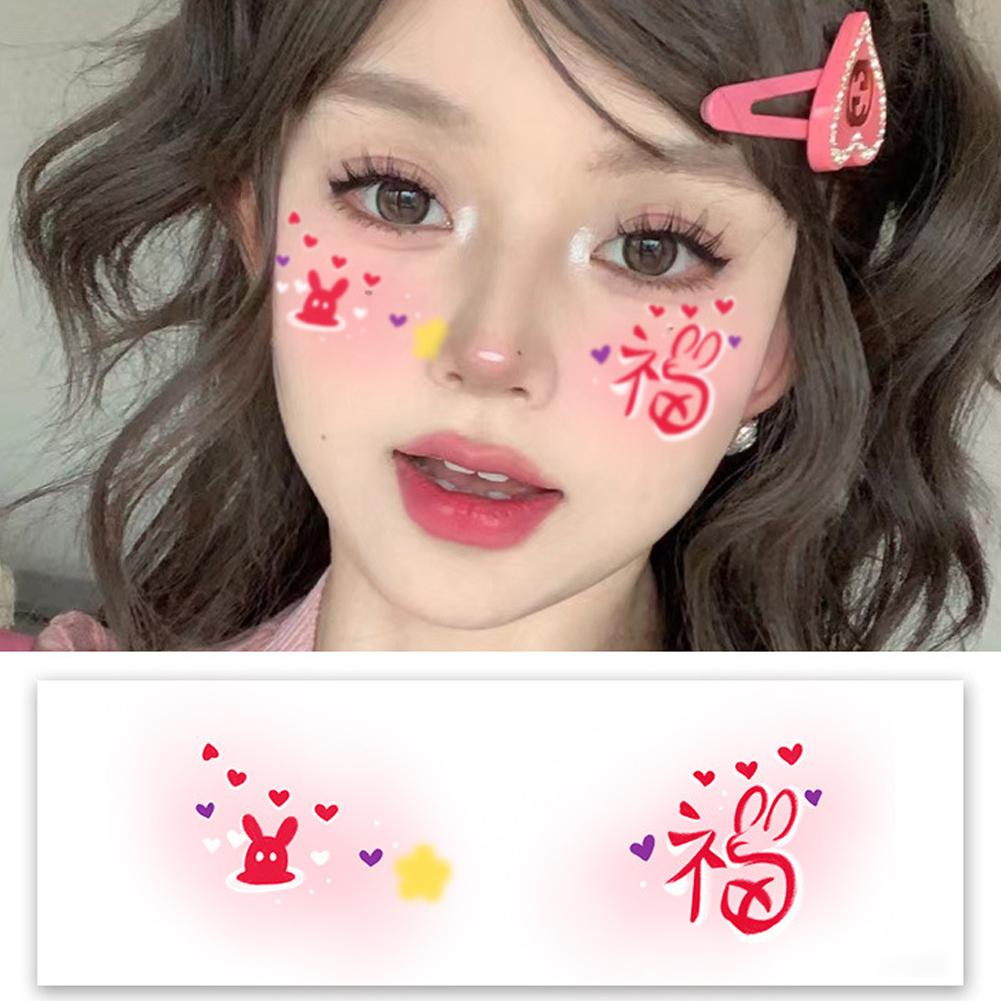 Christmas Makeup Face Stickers Disposable Sweet Blusher Tattoo Rabbit Sticker Deer Gift J4E9