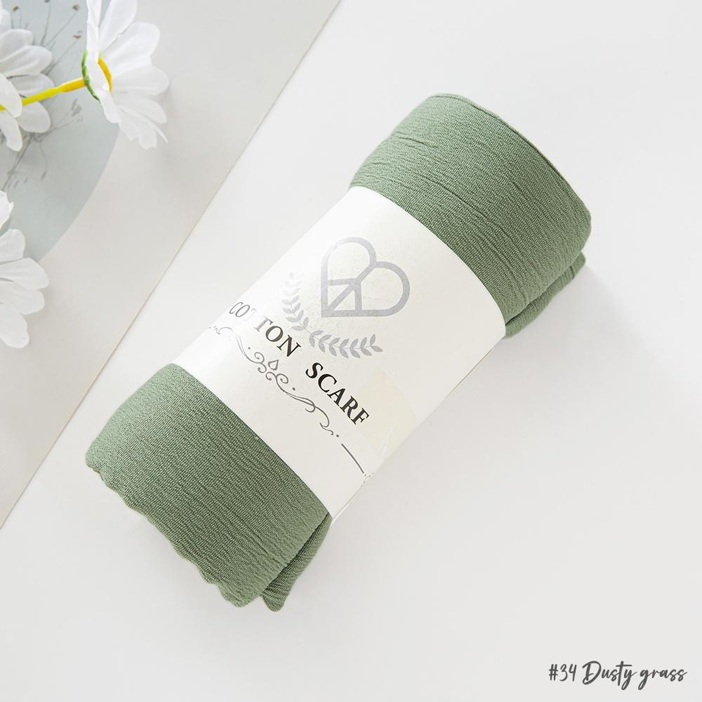 Fancy Fine Pleated Rayon Cotton Scarves Micro Crinkle Soft Cotton Long Shawl Factory Hemming Cheap Price Hijab