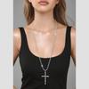 Beaded Chain Cross Pendant Necklace