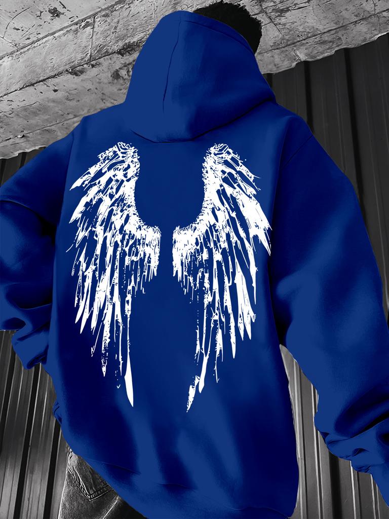 Felpa Sportiva con Cappuccio da Uomo Grunge Ala Spezzata Stampata Vestibilità Oversize Casual per Esterno Felpa Atletica