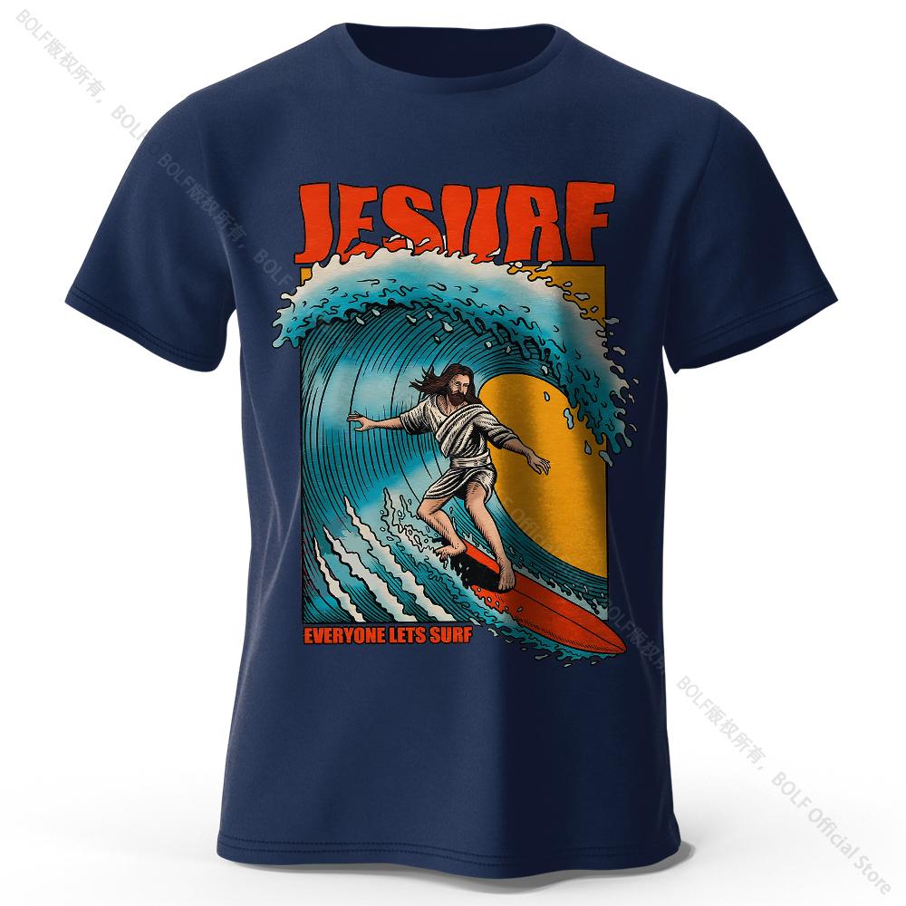 

Men s Jesurf Printed T-Shirt 100% Cotton Oversized FunnyStreet Graphic Tees for Men Women Summer Tops XXXL Темно-синій