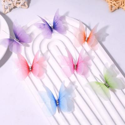 50Pcs 3D Chiffon Butterfly Embroidered Patches Clothes Sewing Patch  Bridal Hair Accessories