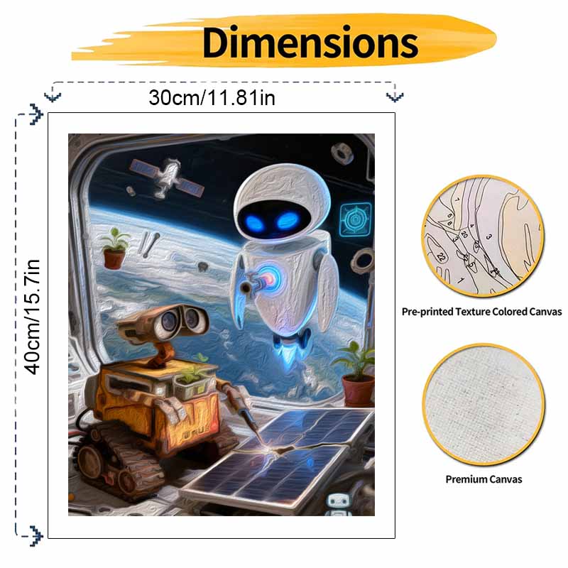Disney Robot Space Adventure Oil Paint Digital Painting Art Kit FillIn Painting Home Decor