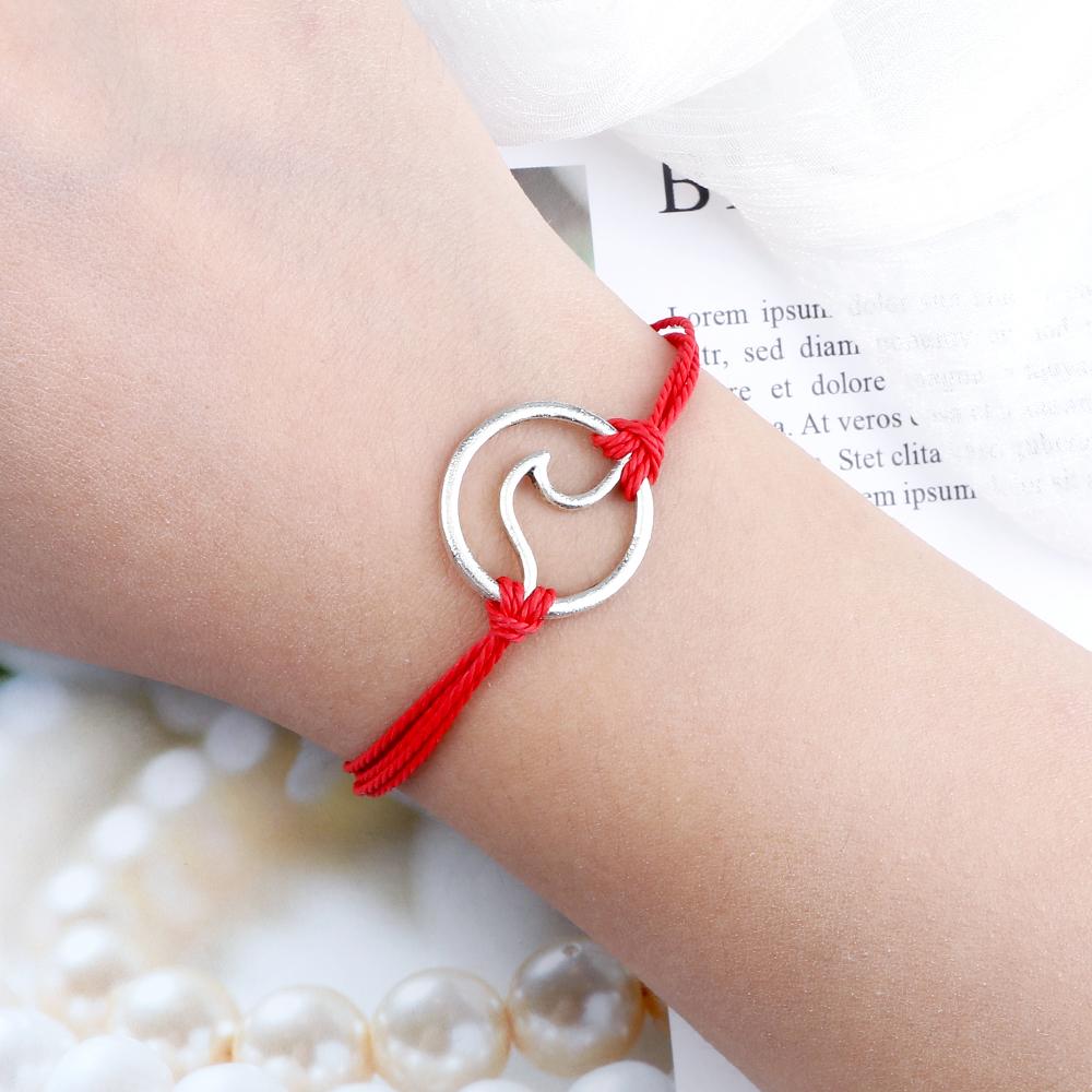 Bohemian Wax Rope Braied Bracelet for Women Men Charm Waves Adjustable Bangles Lucky String Bracelets Friends Gift Wrist Jewelry