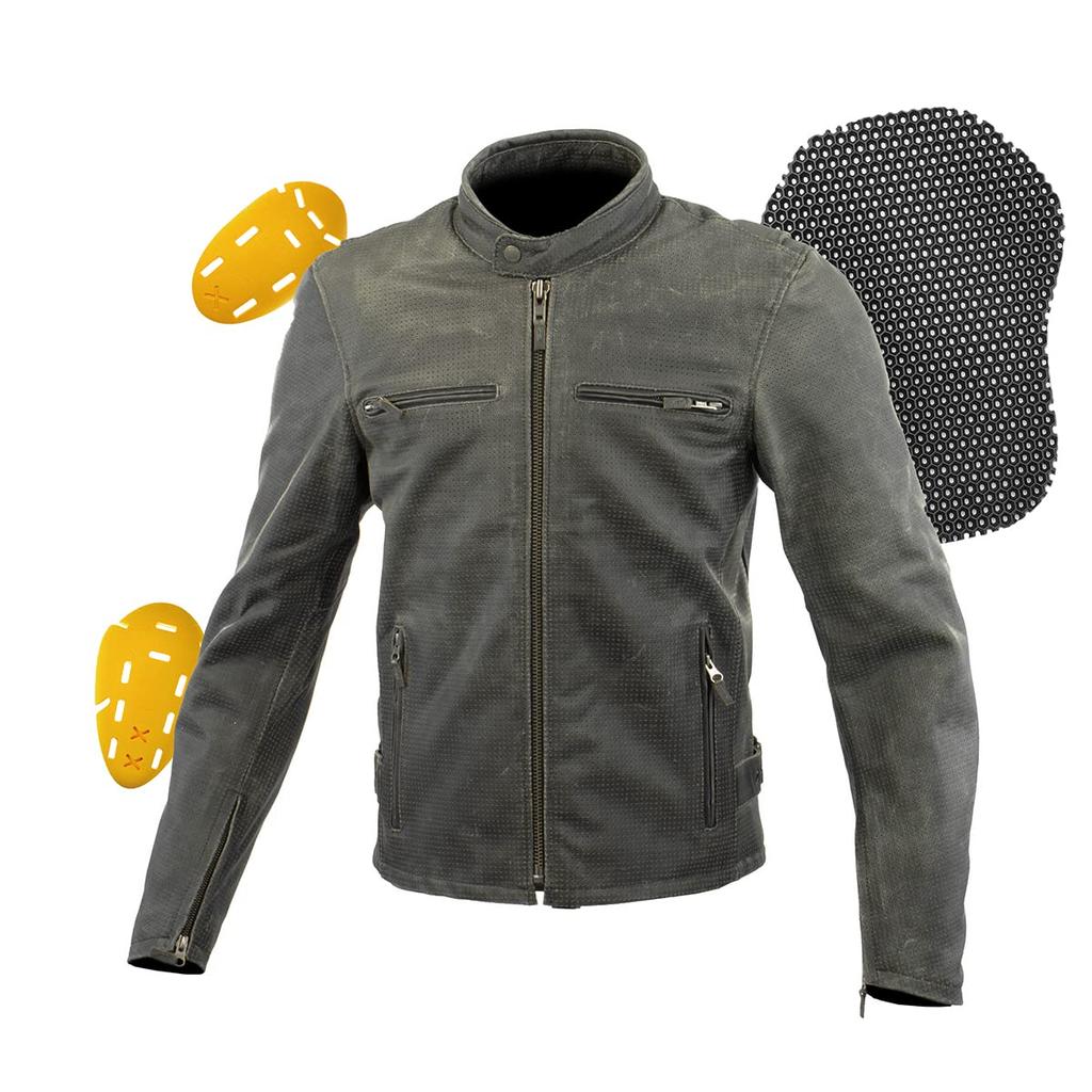 Komine Motorcycle Vented Single Rider Leather Jacket Black L LJ-538