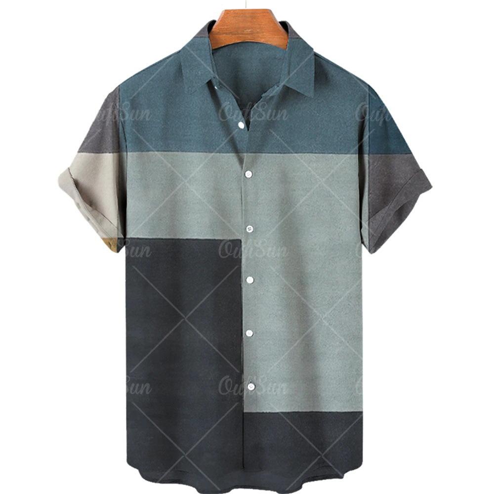 Geometric Pattern Short Sleeve Shirt, Casual Breathable Daily Wear
