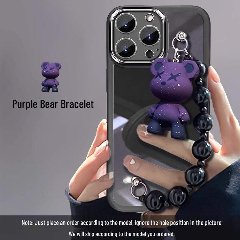 Transparent Little Bear Bracelet Case for iPhone 16 Pro Max/14/15 - New Fashion Protective Cover