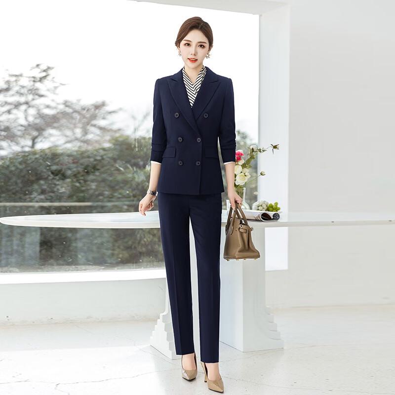 Treloman Women's Double-Breasted Professional Suit Set