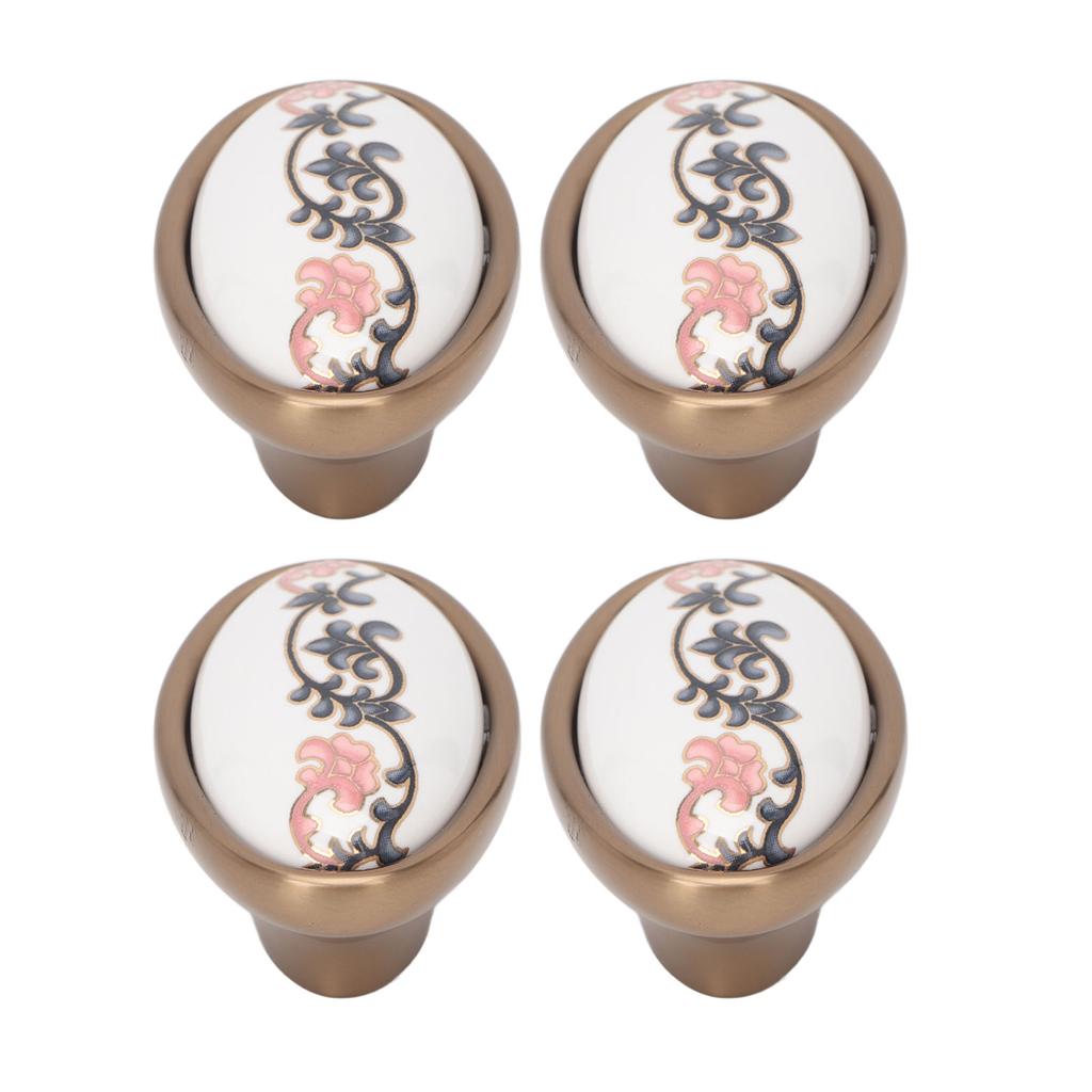 4 Sets Oval Cabinet Knobs 3D Floating Flower Exquisite Ergonomic Vintage Cabinet Knobs for Home Door