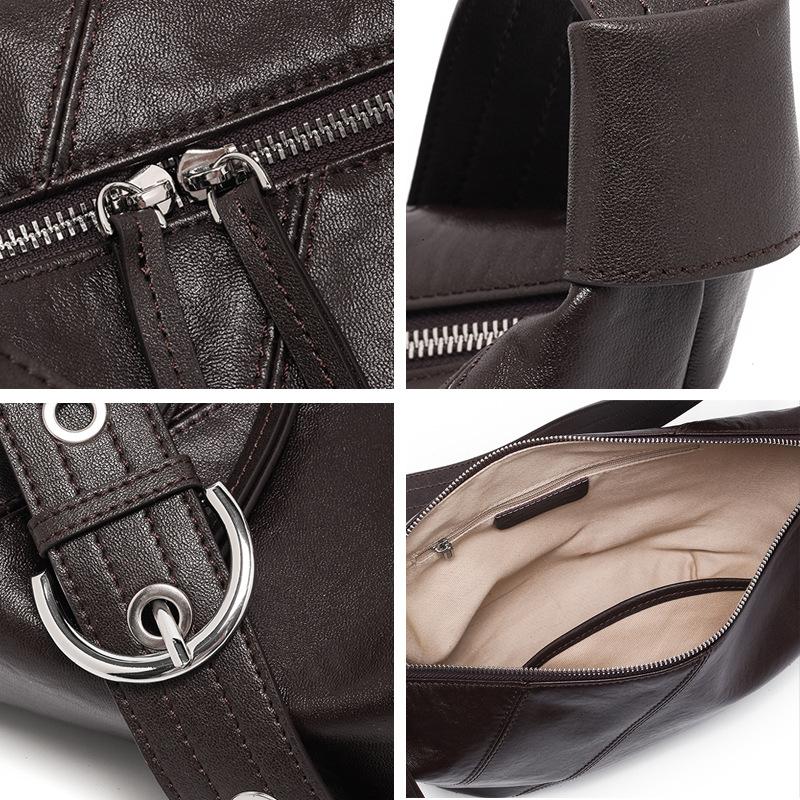 First Layer Cowhide Bag for Women New High End Light Luxury Niche Shoulder Bag Fashionable Versatile Soft Leather Crossbody Bag