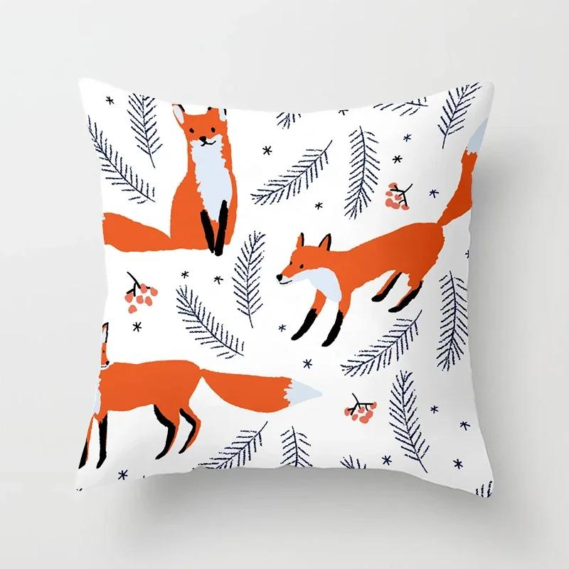 Cartoon Fox Animal Car Pillowcase Polyester cushion covers for living room Throw Pillow Case  Sofa Decoration Pillowcover
