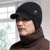 Middle And The Elderly Ear Protector Cold Hat Winter Fleece Thickened Men'S Warm With Brim Knitted Wool Hat Foreign Trade